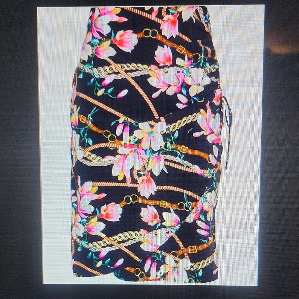 Gottex Black Pink Ruched Cover Up Skirt Size S